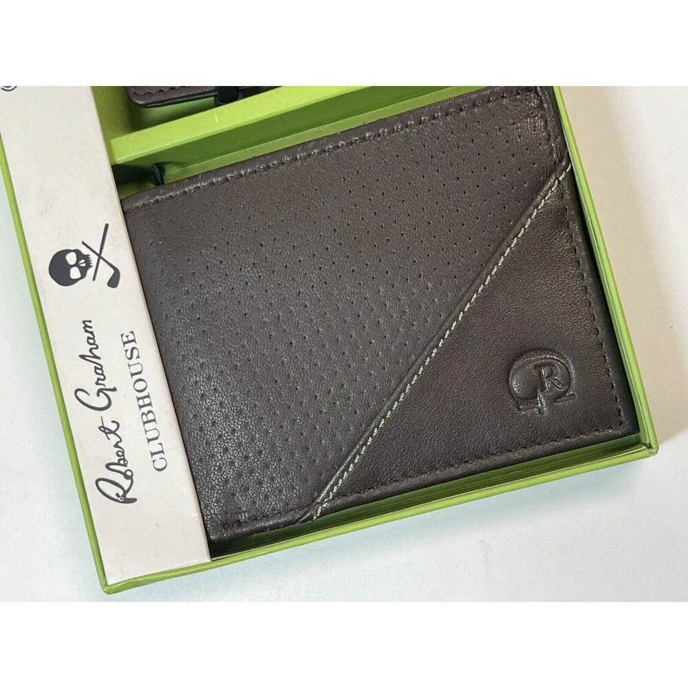 Robert Graham Clubhouse Leather Wallet & Gold Tee Holder (Missing Tees) New